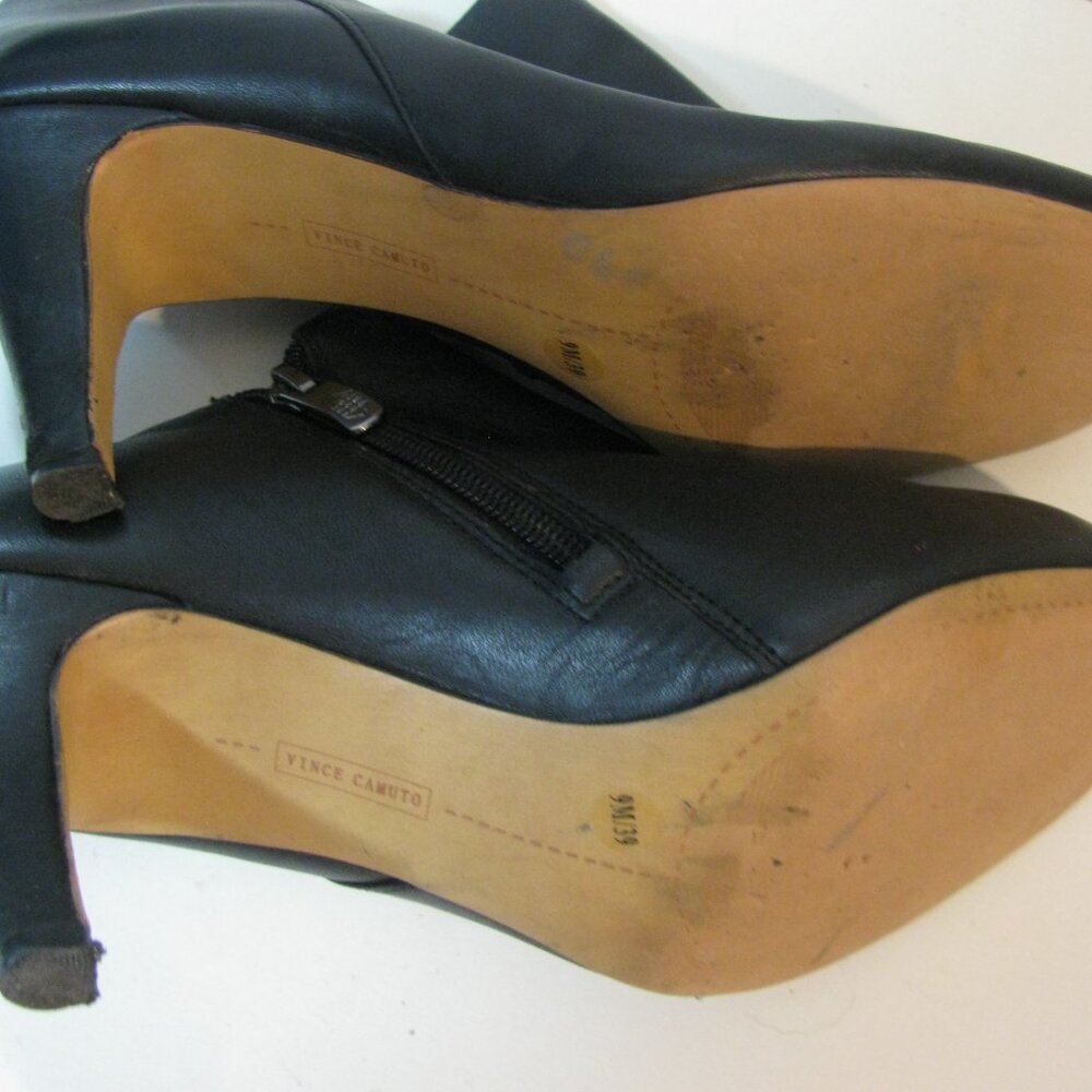 ** Vince Camuto Ankle Boots 9M Booties Zip Up Black Leather Excellent - Picture 9 of 10
